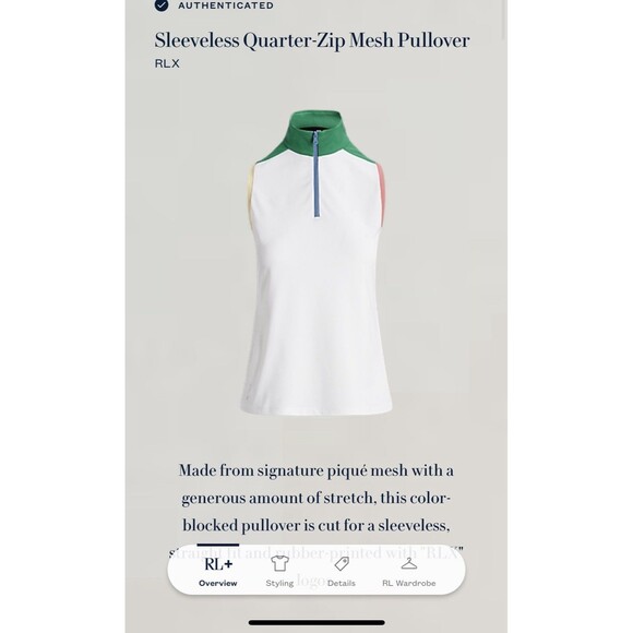 RLX Ralph Lauren Golf Polo Womens Size M White Sleeveless Shirt National Dallas - Picture 11 of 16